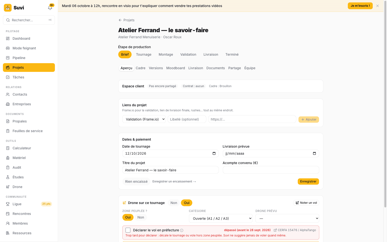 Projets dans Suvi